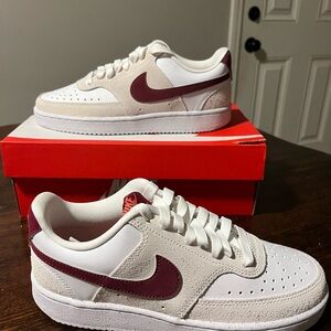 Nike Court Vision Lo Sneakers - White and Red